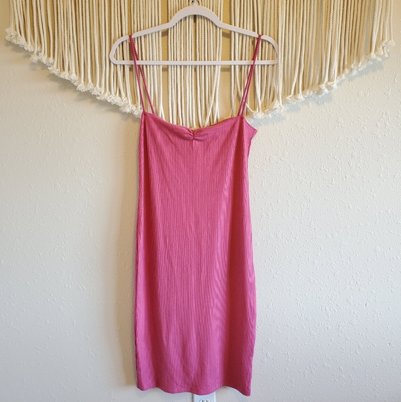 REFORMATION Pink Ribbed Midi Bodycon Dress sz M - Picture 3 of 8